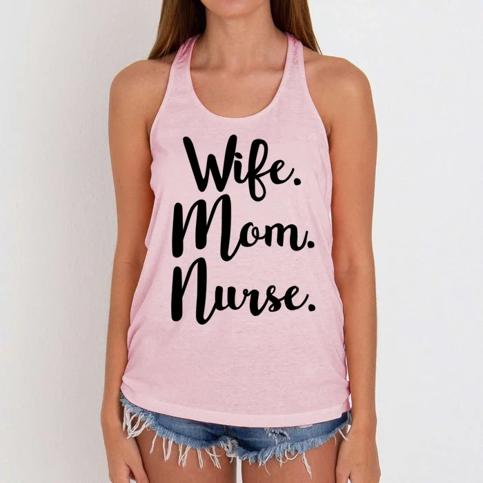 Wife Mom Nurse Mothers Day Funny Gift For Mommy Rn Fun Great Gift Women's Knotted Racerback Tank