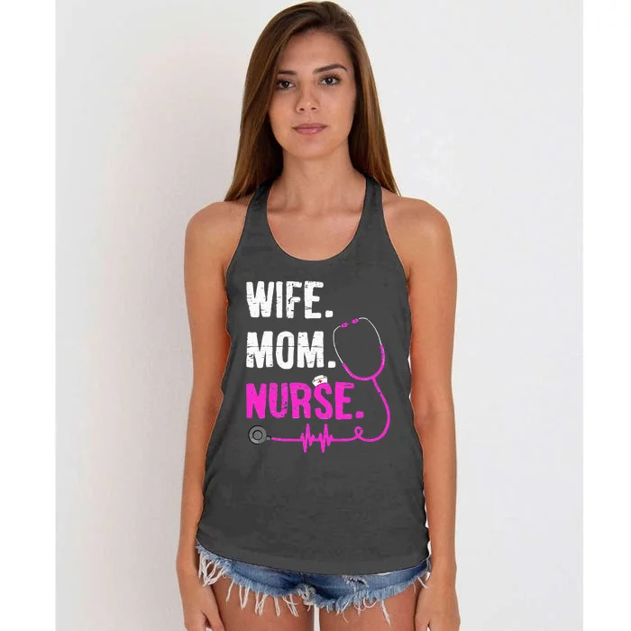 Wife Mom Nurse RN LPN Funny Nurses Nursing Mother Day Women's Knotted Racerback Tank