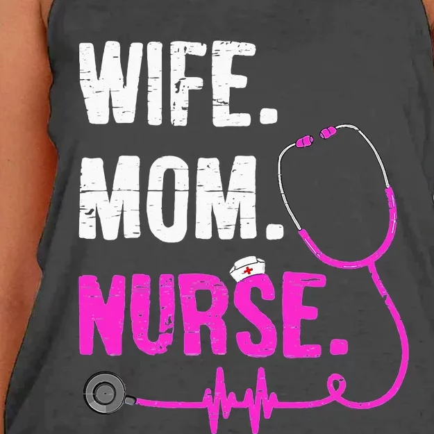 Wife Mom Nurse RN LPN Funny Nurses Nursing Mother Day Women's Knotted Racerback Tank