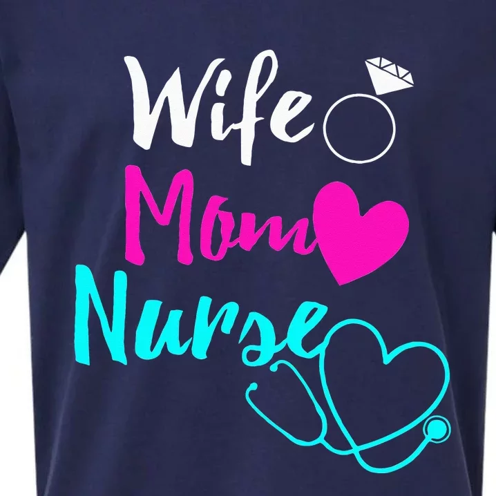 Wife Mom Nurse RN LPN Mothers Day Gift For Nurses Sueded Cloud Jersey T-Shirt