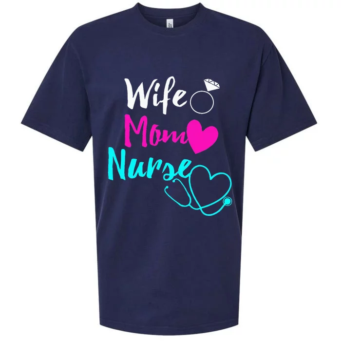 Wife Mom Nurse RN LPN Mothers Day Gift For Nurses Sueded Cloud Jersey T-Shirt