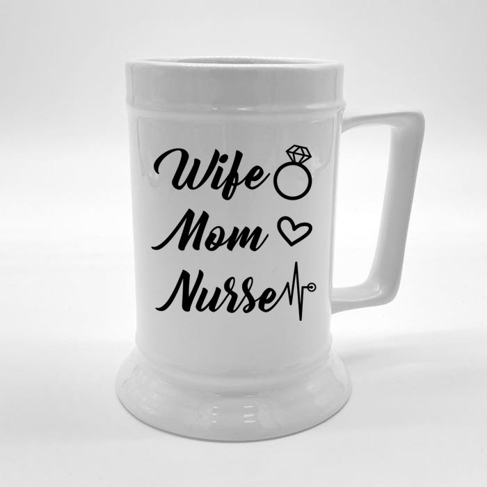 Wife Mom Nurse Cute Gift Front & Back Beer Stein