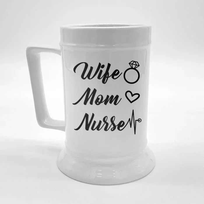 Wife Mom Nurse Cute Gift Front & Back Beer Stein