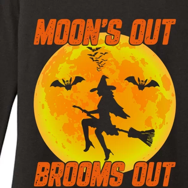 Witchy Moons Out Brooms Out Halloween Moon Graphic Gift Womens CVC Long Sleeve Shirt