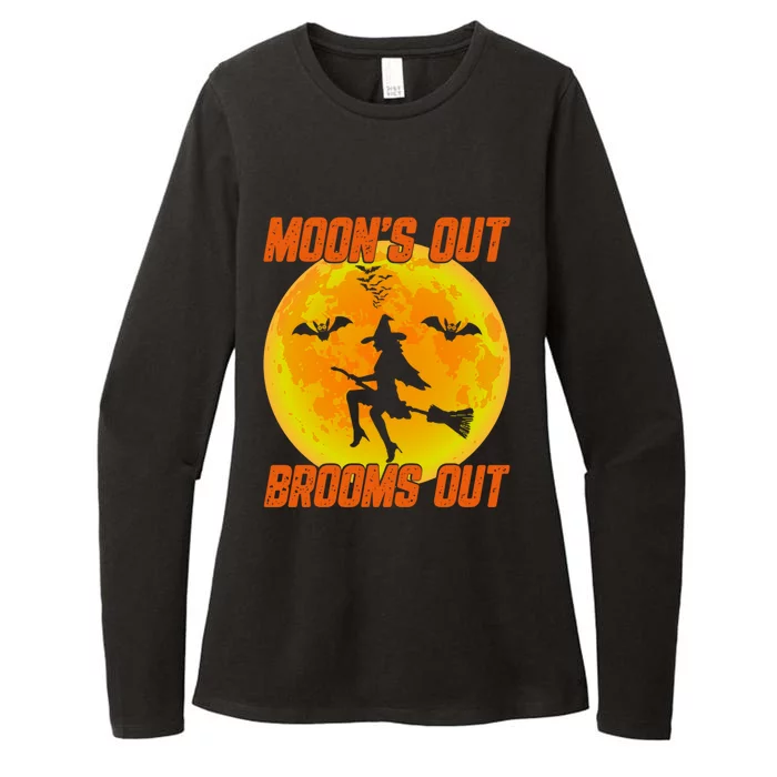 Witchy Moons Out Brooms Out Halloween Moon Graphic Gift Womens CVC Long Sleeve Shirt