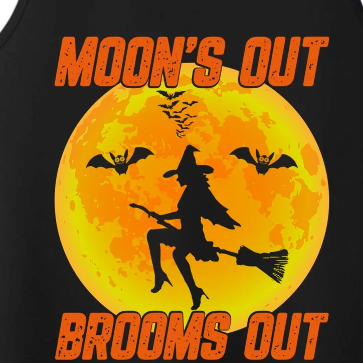 Witchy Moons Out Brooms Out Halloween Moon Graphic Gift Performance Tank