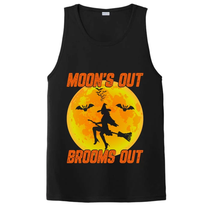 Witchy Moons Out Brooms Out Halloween Moon Graphic Gift Performance Tank