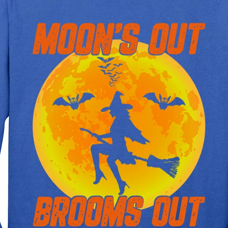 Witchy Moons Out Brooms Out Halloween Moon Graphic Gift Long Sleeve Shirt