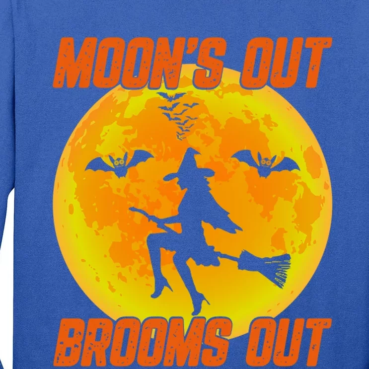 Witchy Moons Out Brooms Out Halloween Moon Graphic Gift Tall Long Sleeve T-Shirt