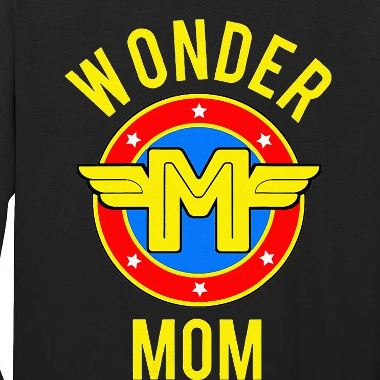 Womens Mom Of The Birthday Wonder Super Hero Party Idea Tall Long Sleeve T-Shirt