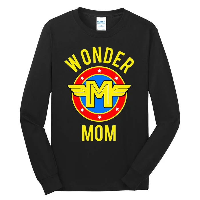 Womens Mom Of The Birthday Wonder Super Hero Party Idea Tall Long Sleeve T-Shirt