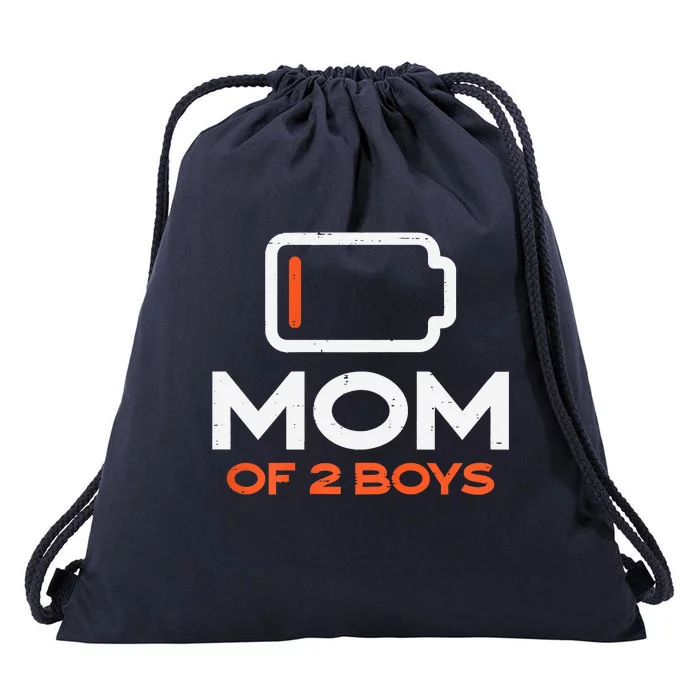 Womens Mom Of 2 Low Battery Funny Mothers Day Mama Mommy Women Drawstring Bag