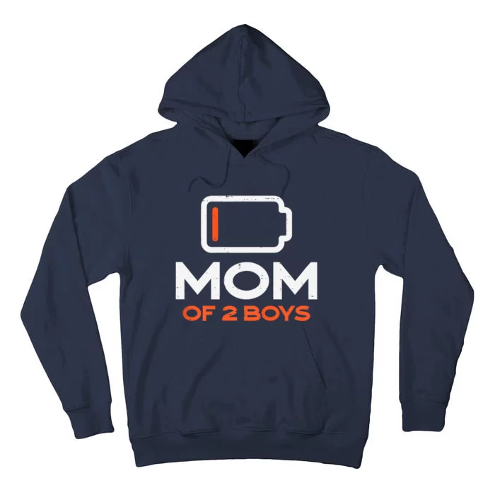 Womens Mom Of 2 Low Battery Funny Mothers Day Mama Mommy Women Tall Hoodie