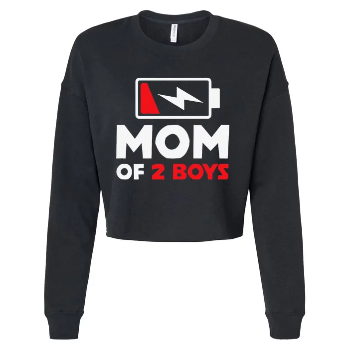 Womens Mom Of Two Mother Of Two Mom Of 2 Twin Mother Cropped Pullover Crew