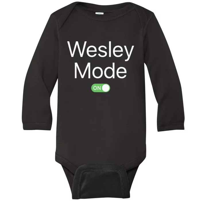 Wesley Mode On First Name Smartphone Design Novelty Baby Long Sleeve Bodysuit