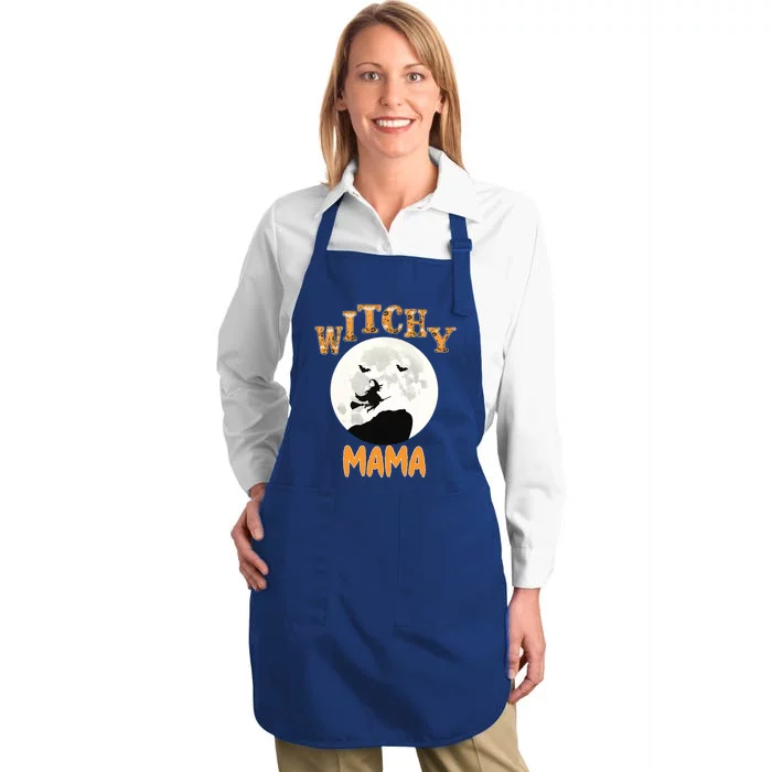 Witchy Mama One Spooky Mama Groovy Spooky Mama Gift Full-Length Apron With Pocket