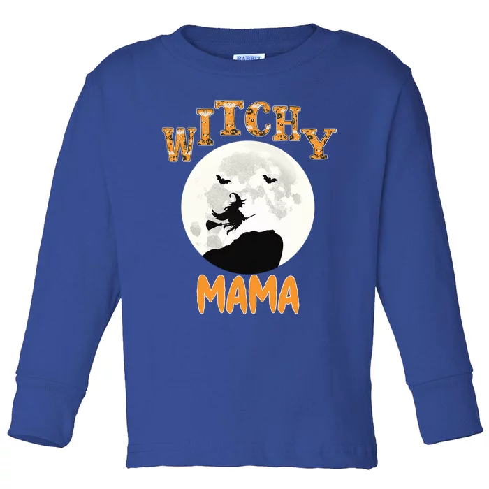 Witchy Mama One Spooky Mama Groovy Spooky Mama Gift Toddler Long Sleeve Shirt