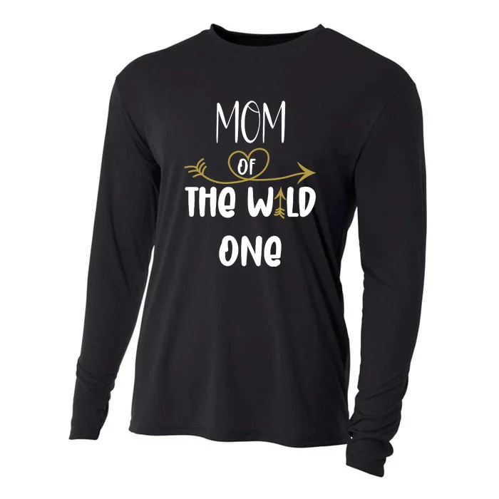 Womens Mom Of The Wild One 1st Birthday First Thing Mommy Cooling Performance Long Sleeve Crew