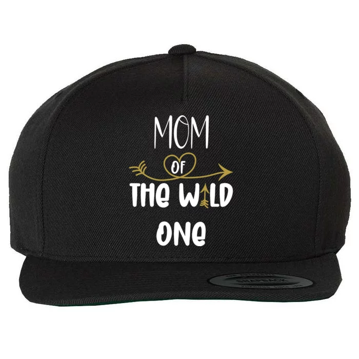 Womens Mom Of The Wild One 1st Birthday First Thing Mommy Wool Snapback Cap