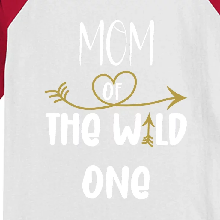 Womens Mom Of The Wild One 1st Birthday First Thing Mommy Kids Colorblock Raglan Jersey