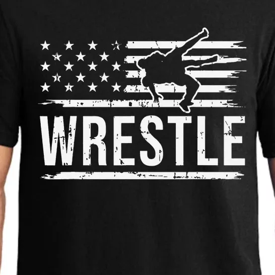 wrestling MMA patriotic flag theme for wrestler graphic Pajama Set