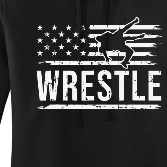 wrestling MMA patriotic flag theme for wrestler graphic Women's Pullover Hoodie