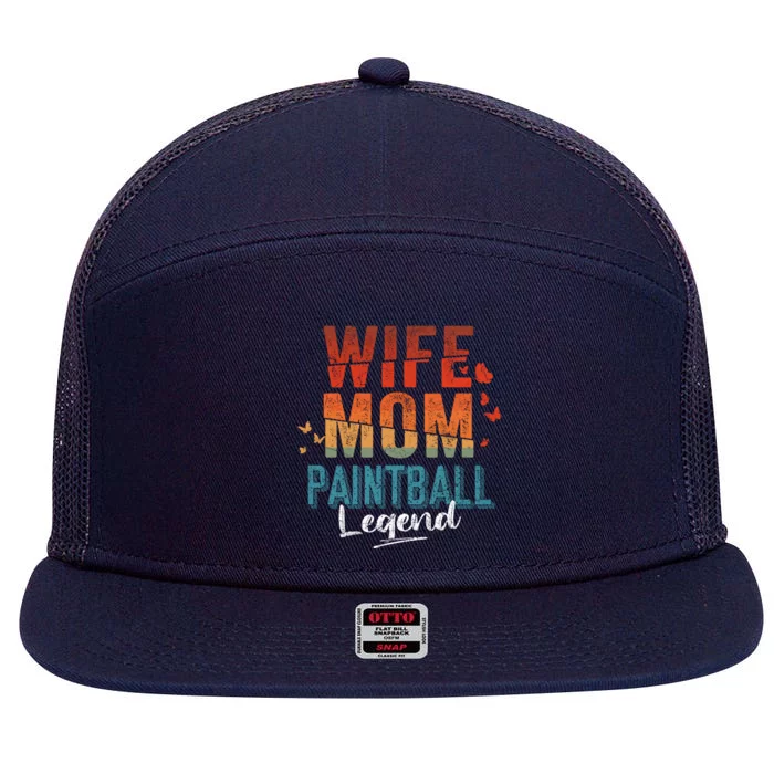 Wife Mom Paintball Legend Mother's Day Retro Vintage Cute Gift 7 Panel Mesh Trucker Snapback Hat