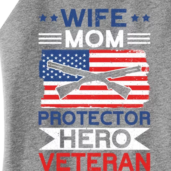 Wife Mom Protector Hero Veteran Proud American Veteran Mom Cute Gift Women’s Perfect Tri Rocker Tank