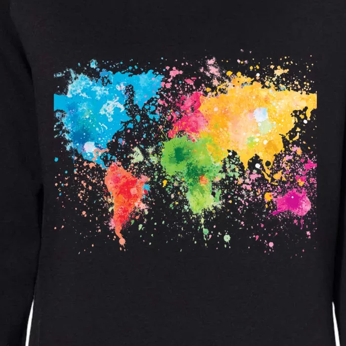 World Map Painting Womens California Wash Sweatshirt