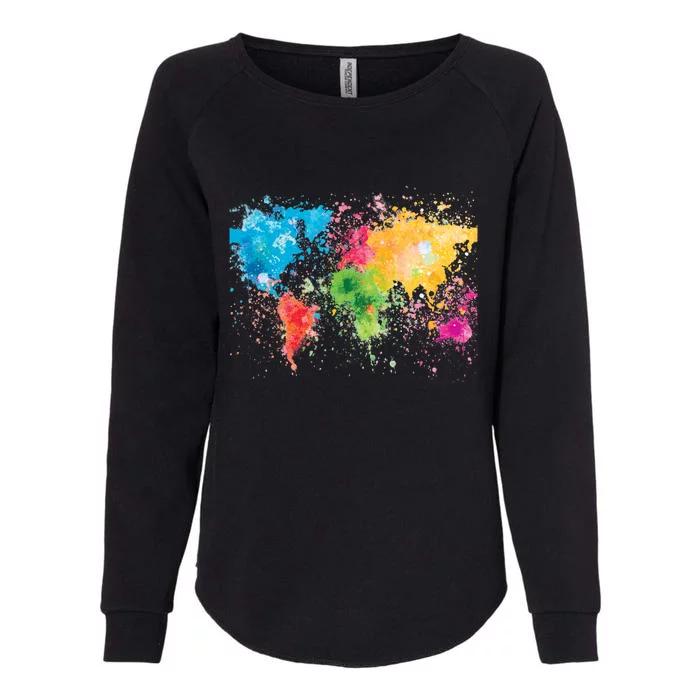 World Map Painting Womens California Wash Sweatshirt