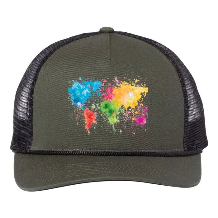 World Map Painting Retro Rope Trucker Hat Cap