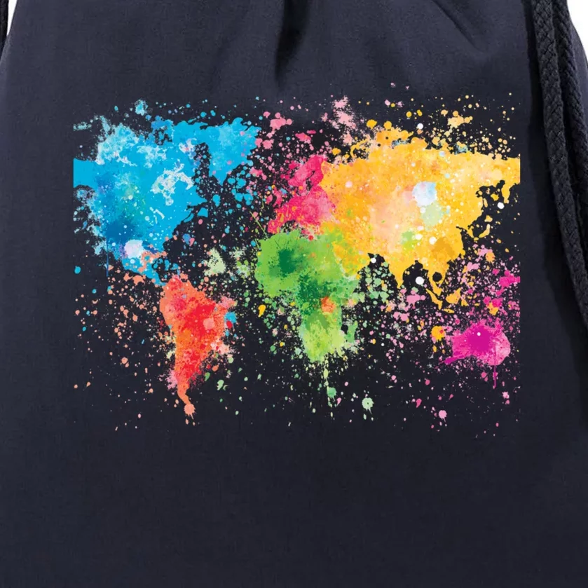 World Map Painting Drawstring Bag