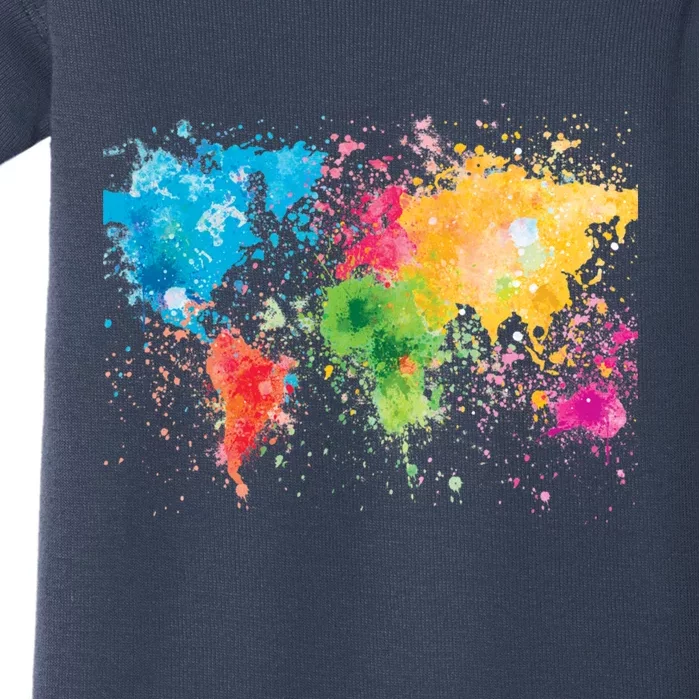 World Map Painting Baby Bodysuit