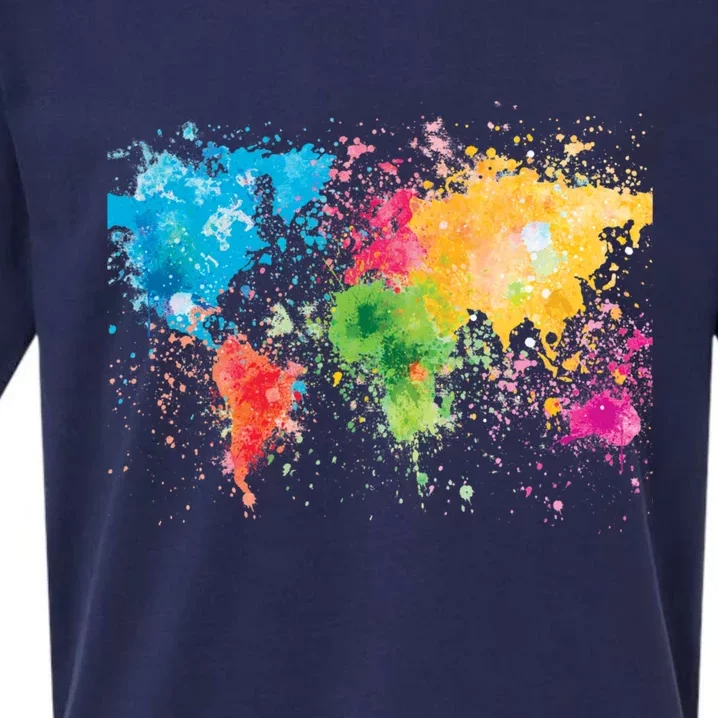 World Map Painting Sueded Cloud Jersey T-Shirt