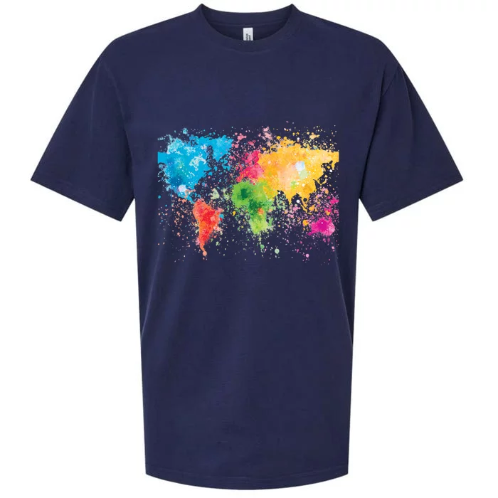 World Map Painting Sueded Cloud Jersey T-Shirt