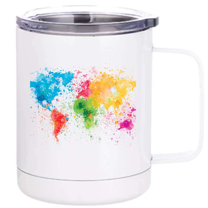 World Map Painting Front & Back 12oz Stainless Steel Tumbler Cup