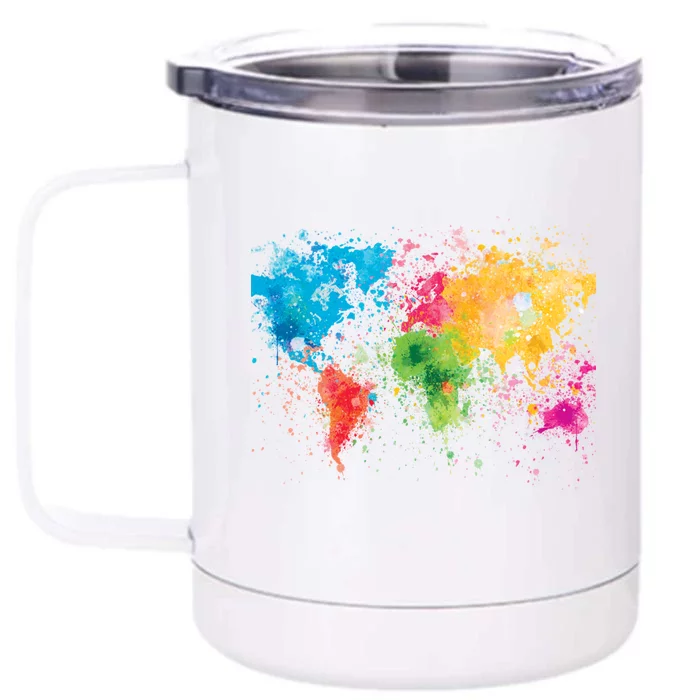 World Map Painting Front & Back 12oz Stainless Steel Tumbler Cup