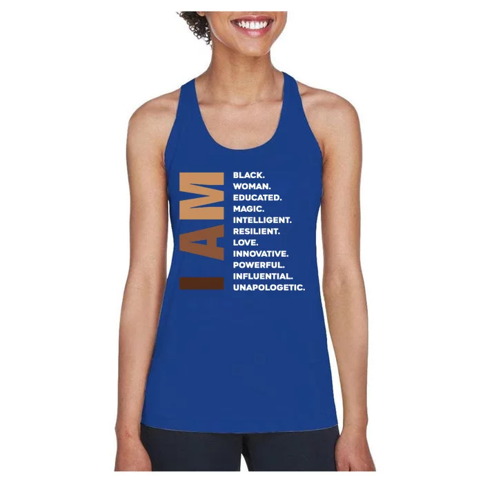 Wo Melanin Queen Afro American Black Gift Women's Racerback Tank