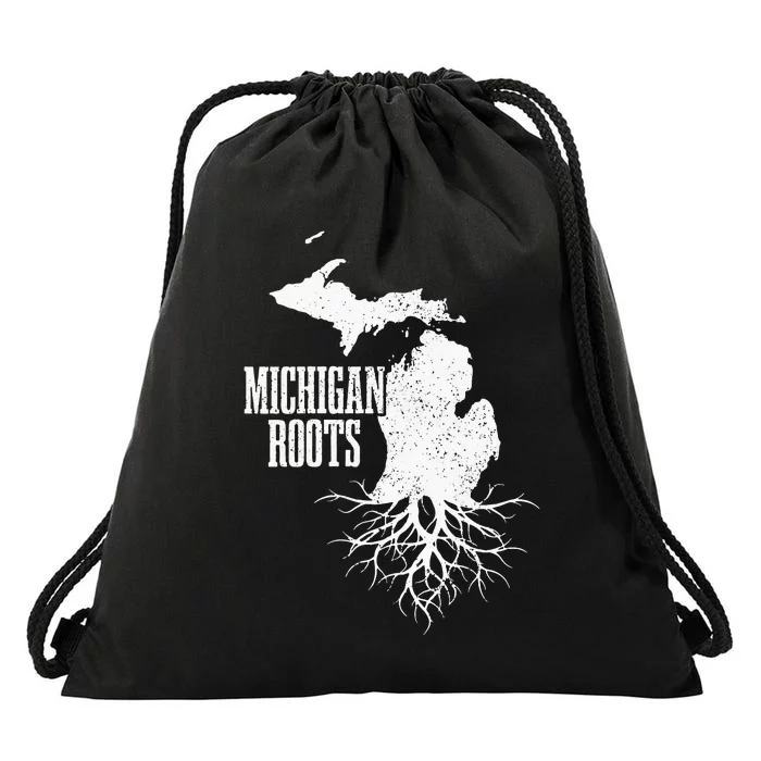 Womens Michigan Roots Vintage Pride State Map Gift Drawstring Bag