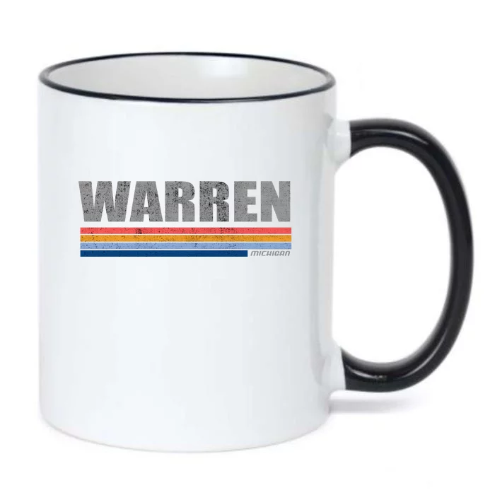 Warren Michigan Retro Style 1980's Logo Black Color Changing Mug