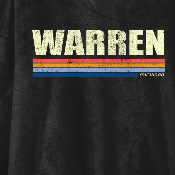 Warren Michigan Retro Style 1980's Logo Hooded Wearable Blanket