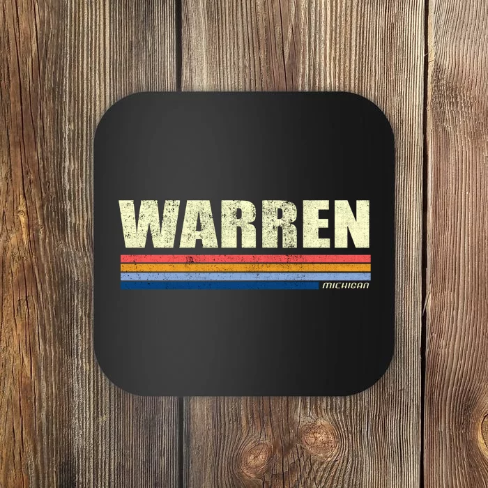 Warren Michigan Retro Style 1980's Logo Coaster