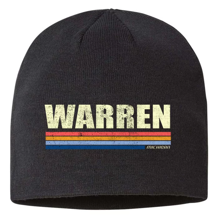 Warren Michigan Retro Style 1980's Logo 8 1/2in Sustainable Knit Beanie