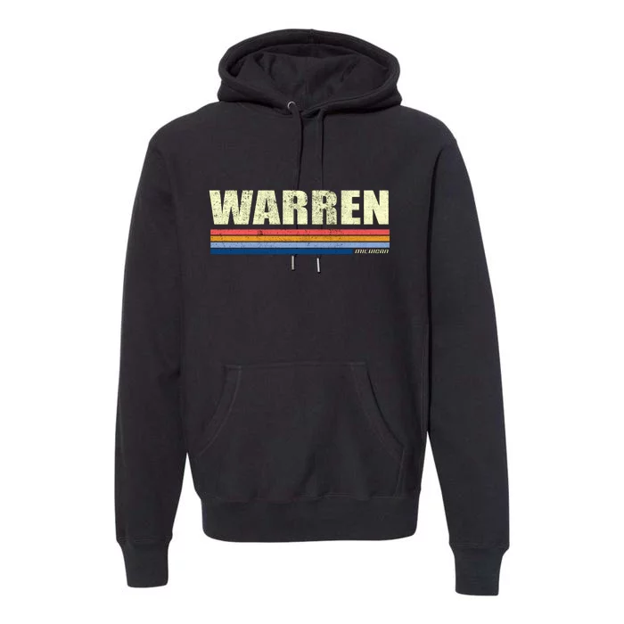 Warren Michigan Retro Style 1980's Logo Premium Hoodie