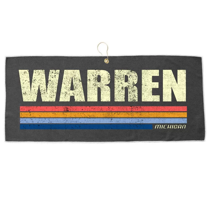 Warren Michigan Retro Style 1980's Logo Large Microfiber Waffle Golf Towel