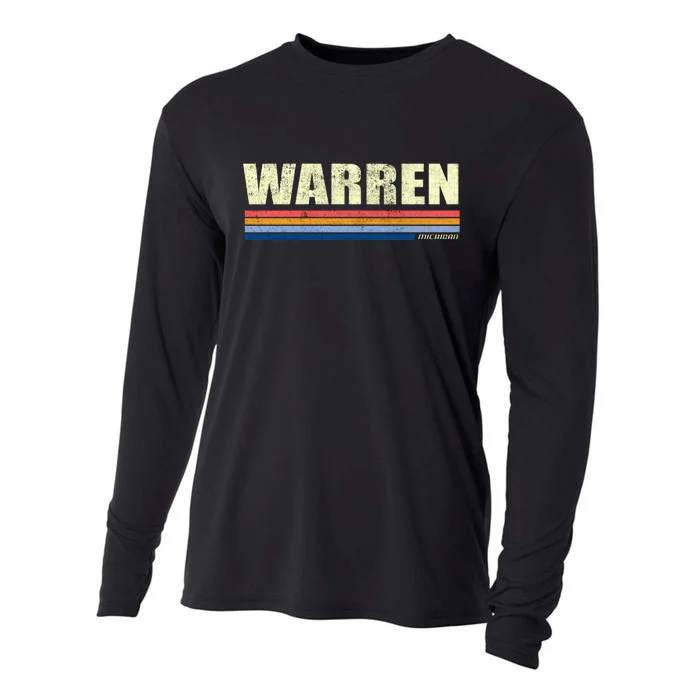 Warren Michigan Retro Style 1980's Logo Cooling Performance Long Sleeve Crew