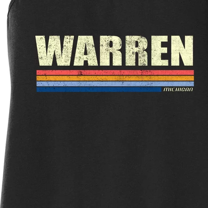 Warren Michigan Retro Style 1980's Logo Women's Racerback Tank