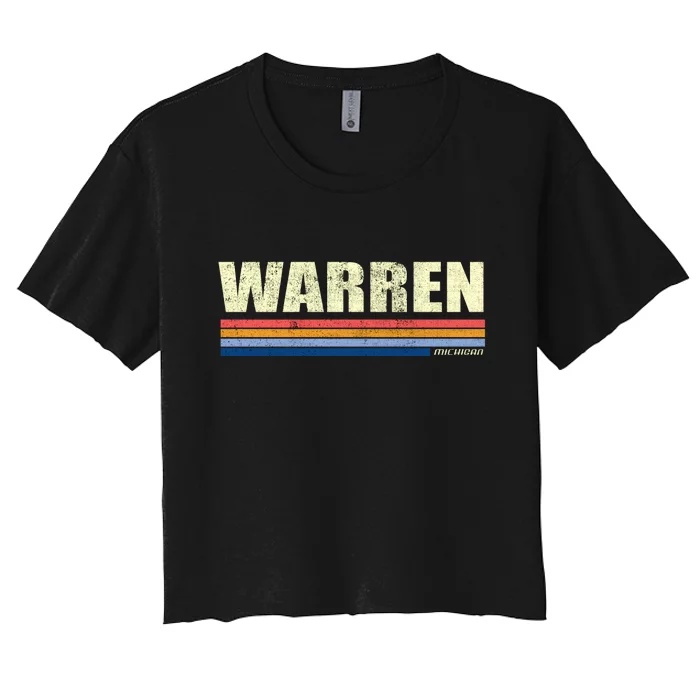 Warren Michigan Retro Style 1980's Logo Women's Crop Top Tee