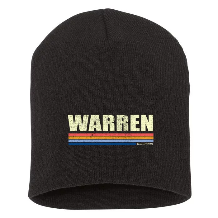 Warren Michigan Retro Style 1980's Logo Short Acrylic Beanie