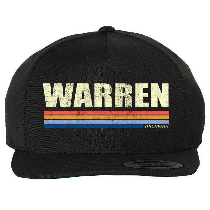 Warren Michigan Retro Style 1980's Logo Wool Snapback Cap